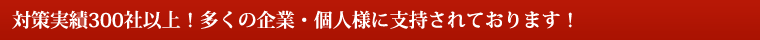 対策実績300社以上!多くの企業・個人様に支持されております。 対策実績300社以上!多くの企業・個人様に支持されております。